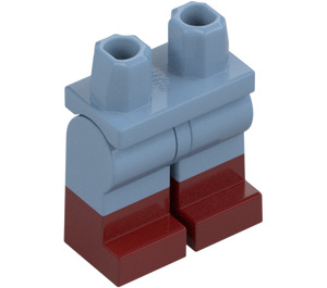 LEGO Zandblauw Minifiguur Heupen en benen met Donkerrood Boots (21019 / 27975)