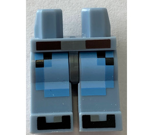 LEGO Sandblå Minifigur Hofter og ben med Reddish Brun Bælte og Sort Shoes (3815)