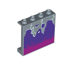 LEGO Sand Blue Panel 1 x 4 x 3 with Dark Purple Smoke and Magenta Splashes with Side Supports, Hollow Studs (35323 / 101416)