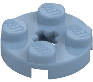 LEGO Sand Blue Plate 2 x 2 Round with Axle Hole (with '+' Axle Hole) (4032)