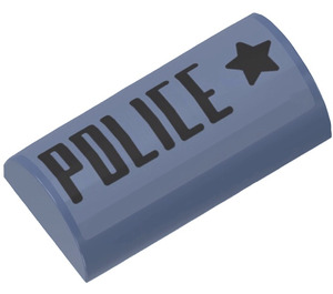 LEGO Bleu sable Pente 2 x 4 Incurvé avec ‘Police’ et Star Autocollant avec rainure (6192)
