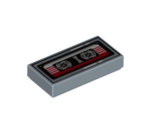 LEGO Sandblau Fliese 1 x 2 mit Cassette Tape mit Nut (1808 / 3069)