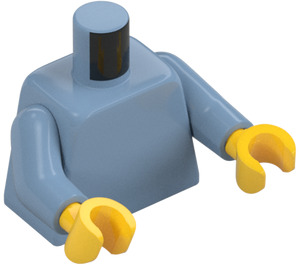 LEGO Sand Blue Undecorated Torso with Sand Blue Arms and Yellow Hands (6131 / 76382)