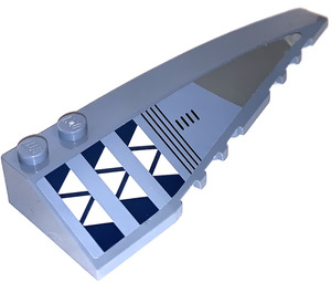 LEGO Sand Blue Wedge 10 x 3 x 1 Double Rounded Right with White Triangles, Gray Panels and Black Lines Sticker (50956)