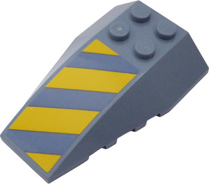 LEGO Bleu sable Coin 6 x 4 Tripler Incurvé avec Sand Bleu et Jaune Rayures Autocollant (43712)