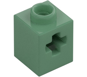 LEGO Sand Grønn Kloss 1 x 1 med Akselhull (73230)