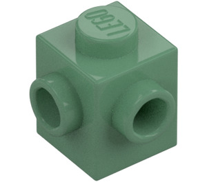 LEGO Sand Green Brick 1 x 1 with Two Studs on Adjacent Sides (26604)