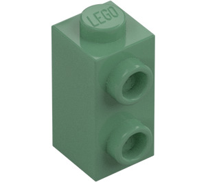 LEGO Sandgrün Stein 1 x 1 x 1.6 mit Zwei Seitennoppen (32952)