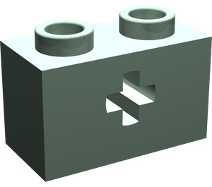 LEGO Sandgrün Backstein 1 x 2 mit Achse Loch („+“ Öffnung und unterer Bolzenhalter) (32064)