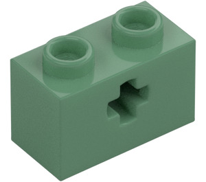 LEGO Verde sabbiato Mattoncino 1 x 2 con Foro dell'asse ('+' apertura e tubo inferiore) (31493 / 32064)