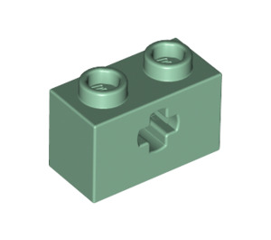 LEGO Sand Green Brick 1 x 2 with Axle Hole ('+' Opening and Bottom Tube) (31493 / 32064)