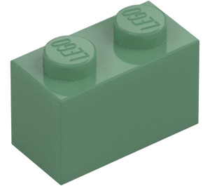 LEGO Sand Green Brick 1 x 2 with Bottom Tube (3004 / 93792)