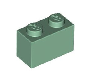LEGO Sand Green Brick 1 x 2 with Bottom Tube (3004 / 93792)
