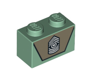 LEGO Vert sable Brique 1 x 2 avec Military Badge avec tube inférieur (3004 / 94775)