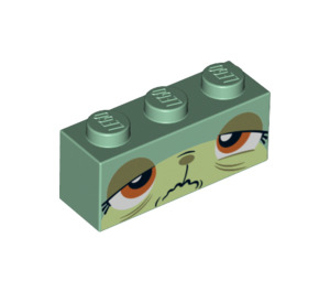 LEGO Zandgroen Steen 1 x 3 met Queasy Kitty (3622 / 17331)