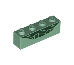 LEGO Zandgroen Steen 1 x 4 met Groen Scales (3010 / 39355)