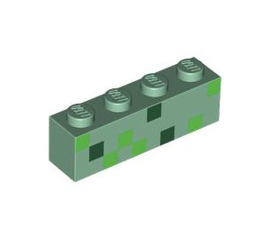 LEGO Zandgroen Steen 1 x 4 met Green Squares / Pixels (3010 / 102460)