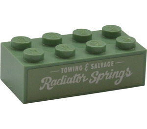 LEGO Sand Green Brick 2 x 4 with "TOWING" Sticker (3001)