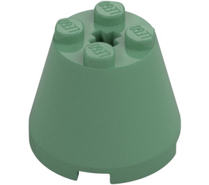 LEGO Sand Green Cone 3 x 3 x 2 with Axle Hole (6233 / 45176)