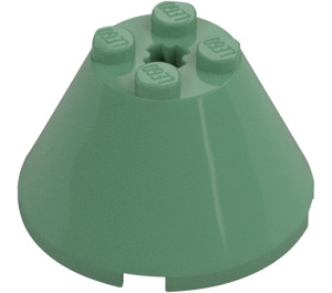 LEGO Sand Green Cone 4 x 4 x 2 with Axle Hole (3943)