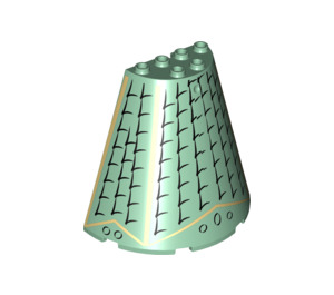 LEGO Sand Green Cone 8 x 4 x 6 Half with black tiles, gold outlines (47543 / 56546)