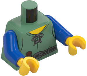 LEGO Sand Grønn Bonde Minifigur Overkropp (973 / 76382)