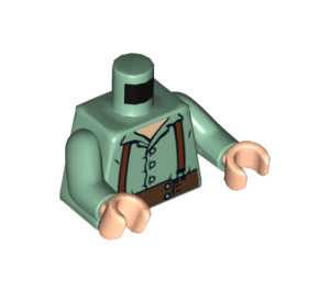 LEGO Sand Green Frodo Baggins Torso with Buttoned Shirt, Brown Suspenders, and Top of Brown Pants (973 / 76382)