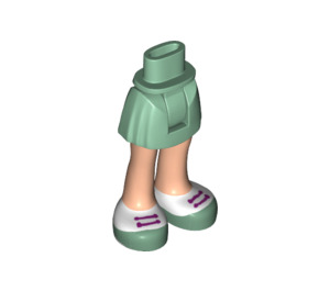 LEGO Sand Green Hip with Basic Curved Skirt with White Shoes with Magenta Laces with Thick Hinge (92820)