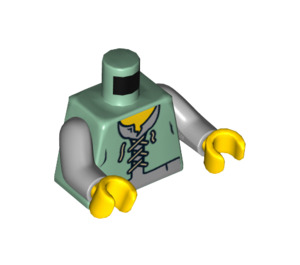 LEGO Sand Grön Peasant Kropp Laced Väst over Grey Undershirt (973 / 76382)