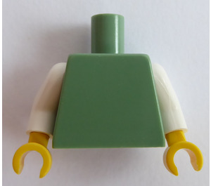 LEGO Sandgrün Schmucklos Torso mit Weiß Arme und Gelb Hände (76382 / 88585)