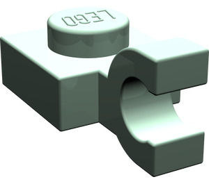 LEGO Sandgrün Platte 1 x 1 mit Horizontaler Clip (Clip mit flacher Vorderseite) (6019)