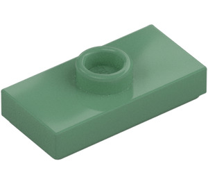 LEGO Sand Green Plate 1 x 2 with 1 Stud (with Groove and Bottom Stud Holder) (15573 / 78823)