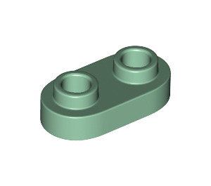 LEGO Sand Green Plate 1 x 2 with Rounded Ends and Open Studs (35480)