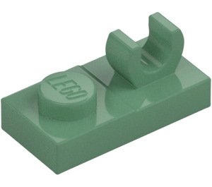 LEGO Sand Green Plate 1 x 2 with Top Clip without Gap (44861)