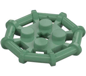 LEGO Sandgrøn Plade 2 x 2 med Bar Ramme Octagonal (Runde knops) (75937)