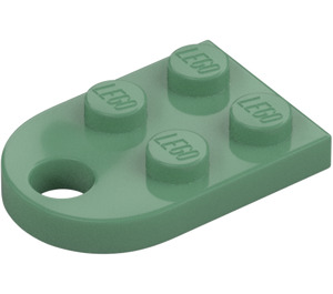 LEGO Verde sabbiato Piastra 2 x 3 con Arrotondato Estremità e perno Foro (3176)