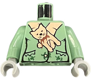 LEGO Sand Green Professor Snape Boggart Torso with Cat Pattern with Sand Green Arms and Medium Stone Hands (973 / 73403)