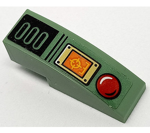 LEGO Vert sable Pente 1 x 3 Incurvé avec rouge Button et Orange Target Screen Modèle Autocollant (50950)