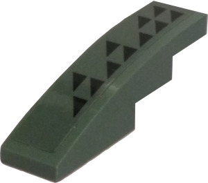 LEGO Vert sable Pente 1 x 4 Incurvé avec Mech Dragon Green Triangles (Droite) Autocollant (11153)