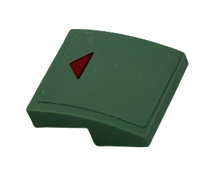 LEGO Vert sable Pente 2 x 2 Incurvé avec rouge Triangle Autocollant (15068)