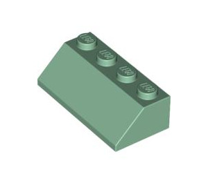 LEGO Zandgroen Helling 2 x 4 (45°) met ruw oppervlak (3037)