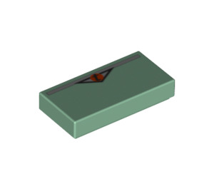 LEGO Sand Green Tile 1 x 2 with Triangle and 't' with Groove (3069 / 72235)