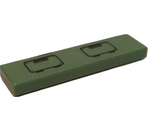 LEGO Sand Green Tile 1 x 4 with Jungle Cutter Seat Pads or Hatches Sticker (2431)