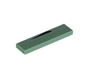 LEGO Sand Green Tile 1 x 4 with Mouth (2431 / 94784)