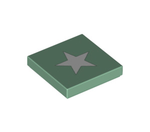 LEGO Sand Green Tile 2 x 2 with Star with Groove (3068 / 95846)