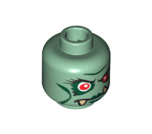 LEGO Sand Green Troll Queen Head (Safety Stud) (3626 / 86196)