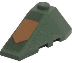 LEGO Sand Green Wedge 2 x 4 Triple Left with Gold Arrow Sticker (43710)
