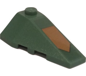 LEGO Sand Green Wedge 2 x 4 Triple Right with Gold Arrow Sticker (43711)