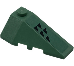 LEGO Sand Green Wedge 2 x 4 Triple Right with Mech Dragon Small Green Triangles Sticker (43711)
