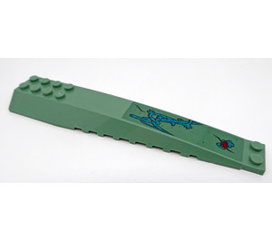 LEGO Sand Green Wedge 4 x 16 Triple Curved with Dark Turquoise Lianas and Red Flower Sticker (45301)